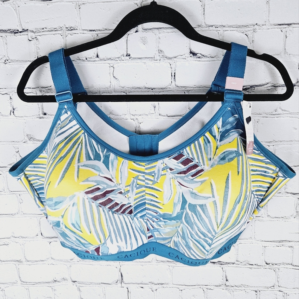 CACIQUE | leaf palm tree tropical pattern wireless bra